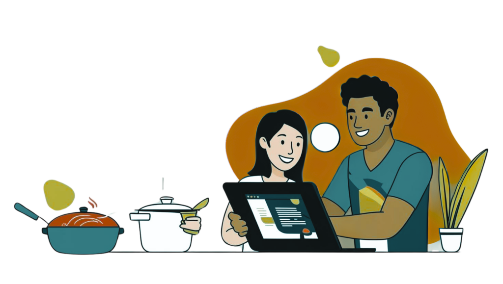 web designer qui aide cuisinier restaurant